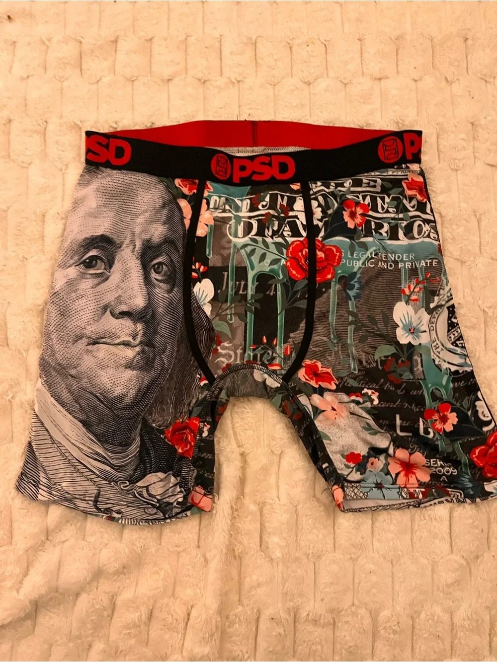 ethika White Playing Card Print Boxer Briefs with Red & Black Accents